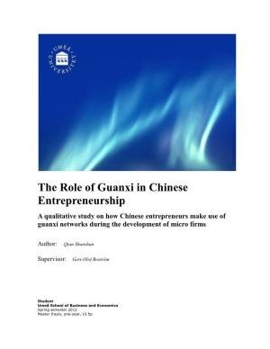 The Role of Guanxi in Chinese Entrepreneurship