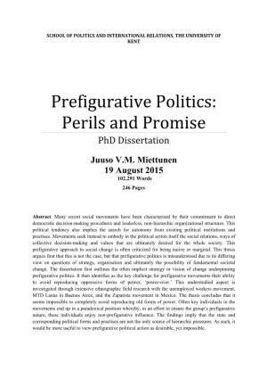Prefigurative Politics: Perils and Promise Phd Dissertation