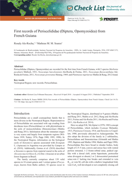 First Records of Periscelididae (Diptera, Opomyzoidea) from French Guiana