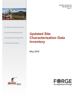 Updated Site Characterization Data Inventory