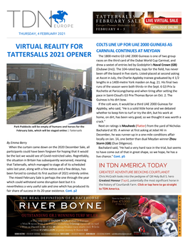 Virtual Reality for Tattersalls 2021 Opener Cont