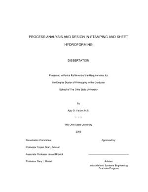 Process Analysis and Design in Stamping and Sheet