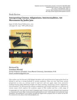 Book Review Interpreting Cinema: Adaptations, Intertextualities, Art Movements by Jasbir Jain