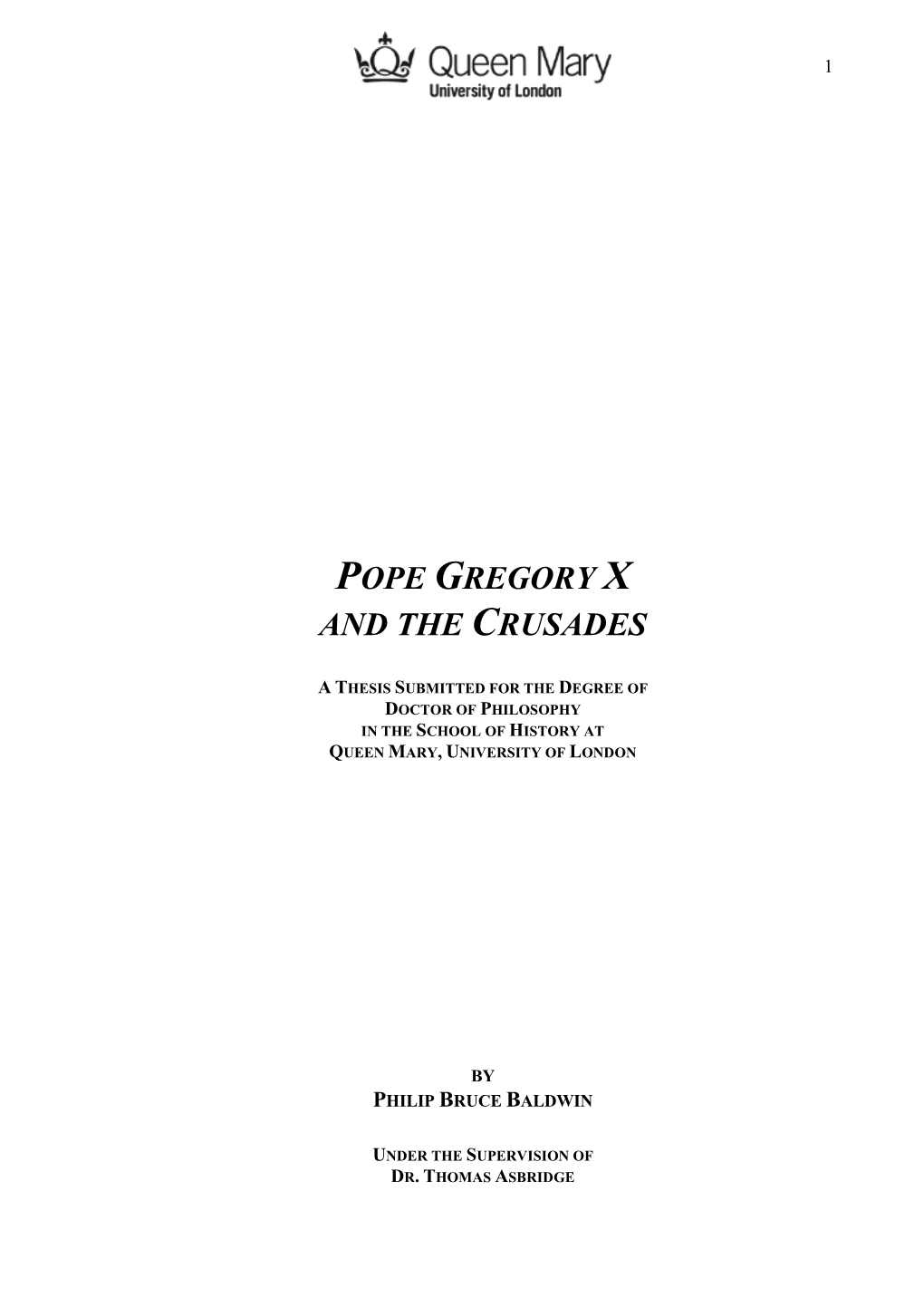 Pope Gregory X and the Crusades