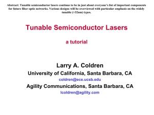 Tunable Semiconductor Lasers Continue to Be in Just About Everyone’S List of Important Components for Future Fiber Optic Networks