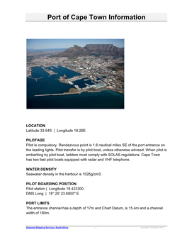 Port of Cape Town Information
