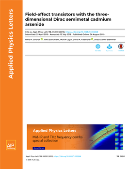 Field-Effect Transistors with the Three-Dimensional Dirac Semimetal Cadmium Arsenide