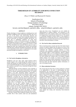 Thresholds of Audibility for Bone-Conduction Headsets