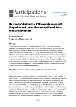 Reviewing Distinctive DVD Experiences: NEO Magazine and the Critical Reception of Asian Media Distributors