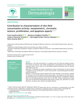 Contribution to Characterization of Skin Field Cancerization Activity