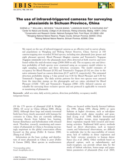 The Use of Infrared-Triggered Cameras for Surveying Phasianids in Sichuan Province, China