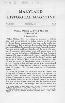 Maryland Historical Magazine, 1941, Volume 36, Issue No. 4