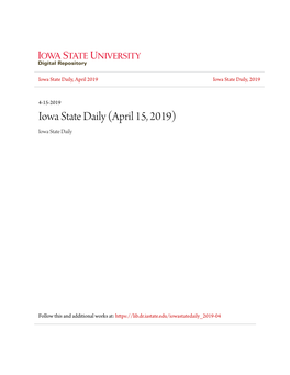 DID YOU DQ TODAY? Ames • Story City 02 Campus Brief Iowa State Daily Monday, April 15, 2019
