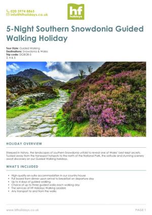 5-Night Southern Snowdonia Guided Walking Holiday