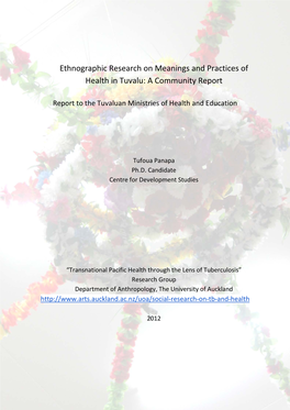 Ethnographic Research on Meanings and Practices of Health in Tuvalu: a Community Report