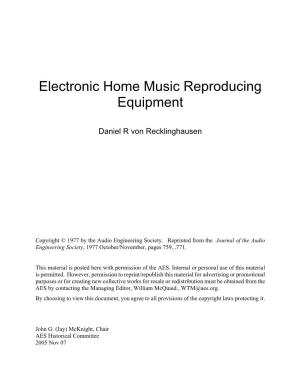 Electronic Home Music Reproducing Equipment