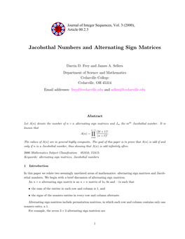 Jacobsthal Numbers and Alternating Sign Matrices