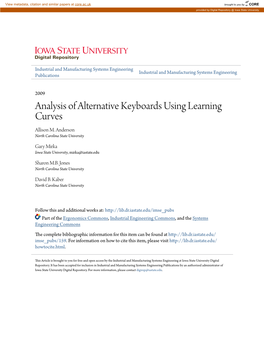 Analysis of Alternative Keyboards Using Learning Curves Allison M