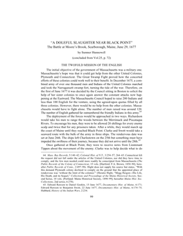 “A DOLEFUL SLAUGHTER NEAR BLACK POINT” the Battle at Moore’S Brook, Scarborough, Maine, June 29, 1677 by Sumner Hunnewell (Concluded from Vol.25, P