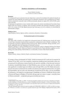 Justicia Eclesiástica En Extremadura, Por Ramón Sánchez González