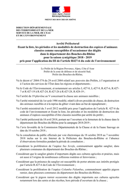 Arrêté Préfectoral Fixant La Liste, Les