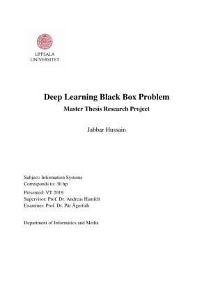 Deep Learning Black Box Problem Master Thesis Research Project