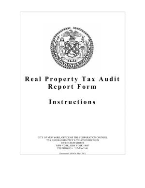 Real Property Tax Audit Report Form Instructions