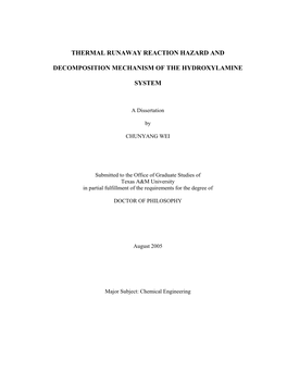 Thermal Runaway Reaction Hazard and Decomposition Mechanism of The
