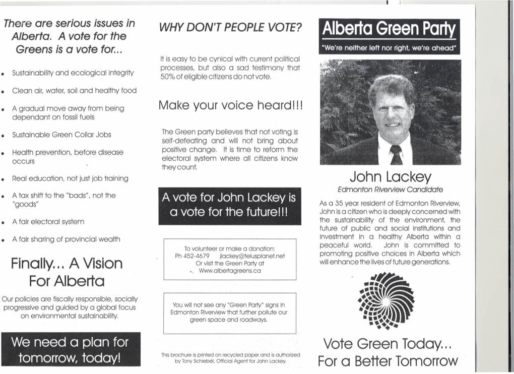 Alberta Green Party Greens Is a Vote For