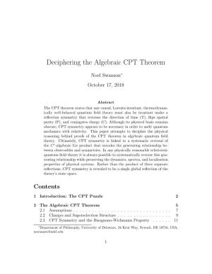 Deciphering the Algebraic CPT Theorem