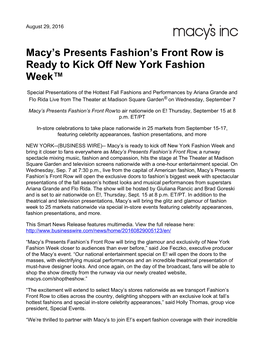 Macy's Presents Fashion's Front Row Is Ready to Kick Off