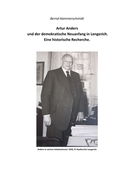 Artur Anders Und Der Demokratische Neuanfang in Lengerich. Eine Historische Recherche