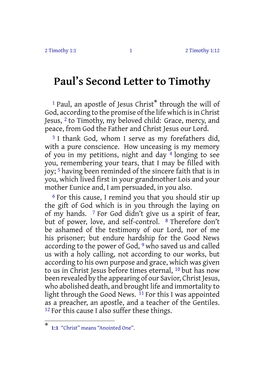 Paul's Second Letter to Timothy