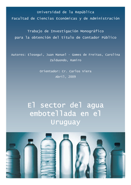 El Sector Del Agua Embotellada En El Uruguay Agradecemos a Nuestro Tutor Prof