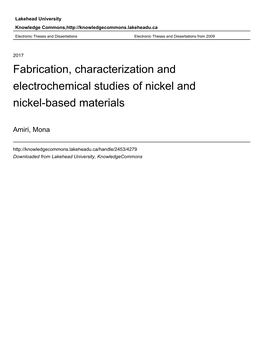 Fabrication, Characterization and Electrochemical Studies of Nickel and Nickel-Based Materials