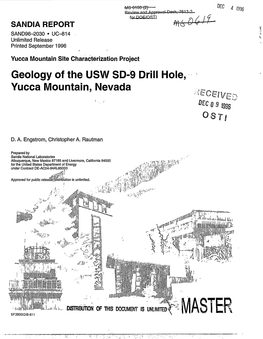 Geology of the USW SD-9 Drill Hole, Yucca Mountain, Nevada