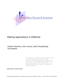 Making Applications in Ksworld