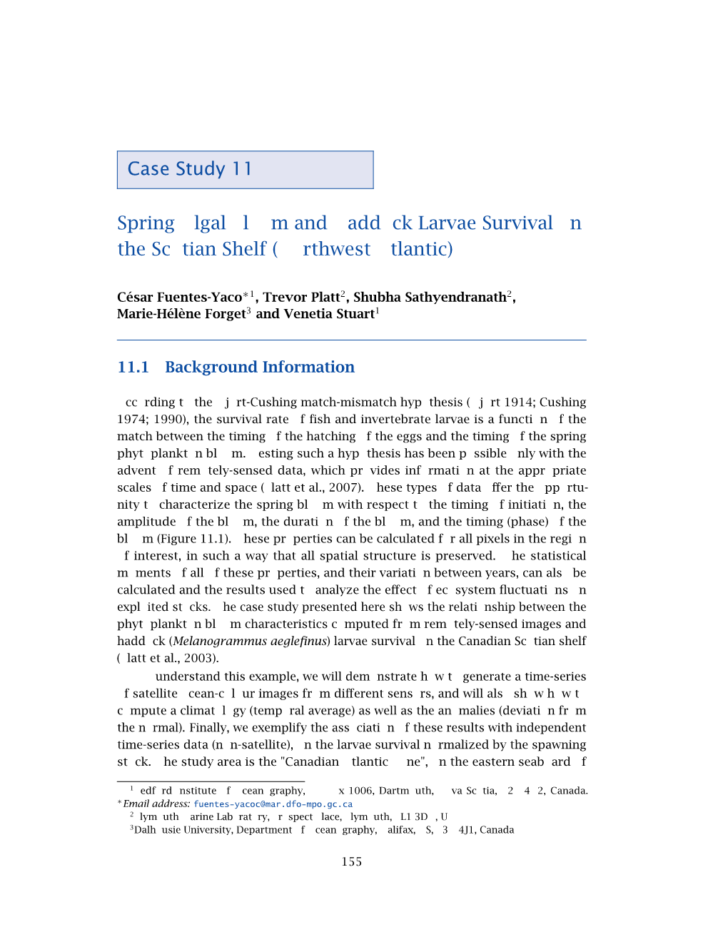 Case Study 11 Spring Algal Bloom and Haddock Larvae Survival On