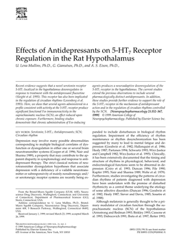 Effects of Antidepressants on 5-HT7 Receptor Regulation in the Rat Hypothalamus U