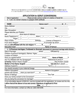 WCRC APPLICATION for GERUT (CONVERSION)