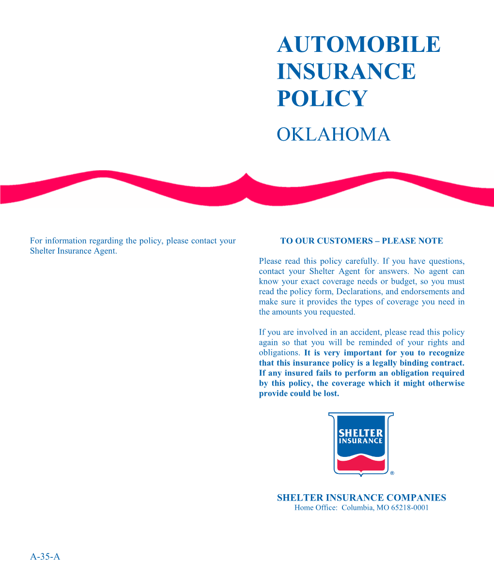 Automobile Insurance Policy