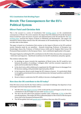 Brexit: the Consequences for the EU's Political System