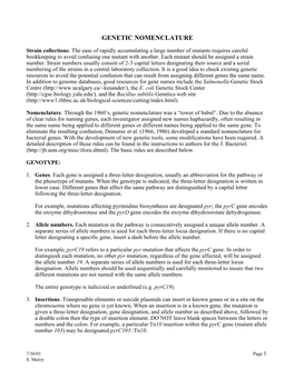 Info on Genetic Nomenclature