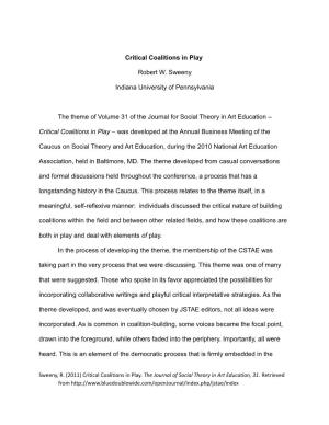 The Journal of Social Theory in Art Education, 31