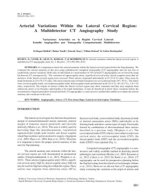 Arterial Variations Within the Lateral Cervical Region: a Multidetector CT Angiography Study