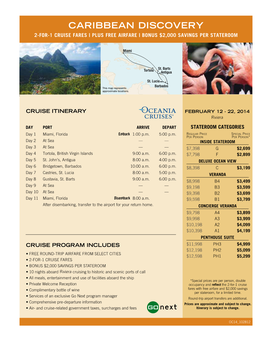 Caribbean Discovery 2-For-1 Cruise Fares | Plus Free Airfare | Bonus $2,000 Savings Per Stateroom