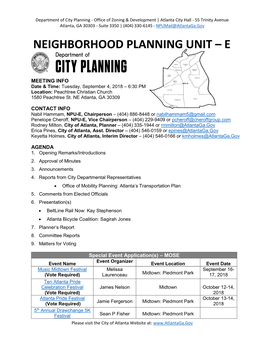 Neighborhood Planning Unit – E