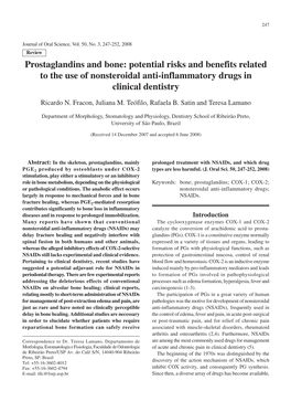 Prostaglandins and Bone: Potential Risks and Benefits Related to the Use of Nonsteroidal Anti-Inflammatory Drugs in Clinical Dentistry