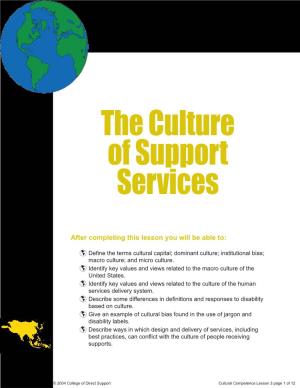 The Culture of Support Services