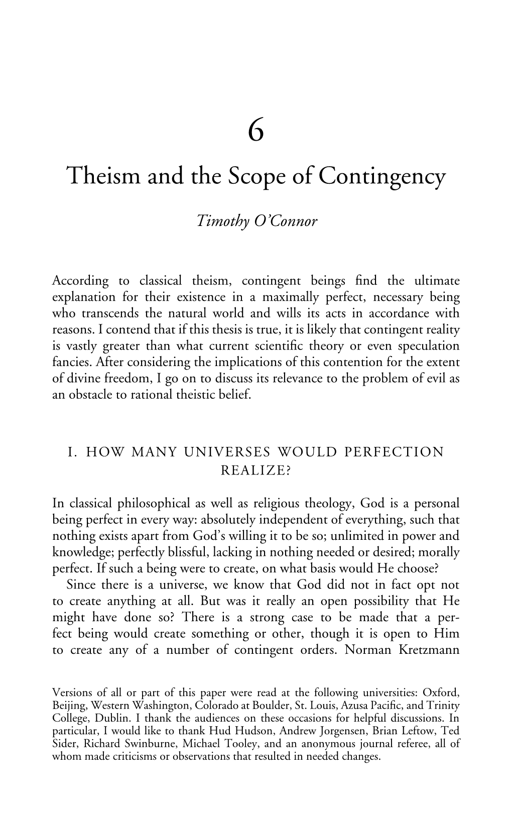 Theism and the Scope of Contingency